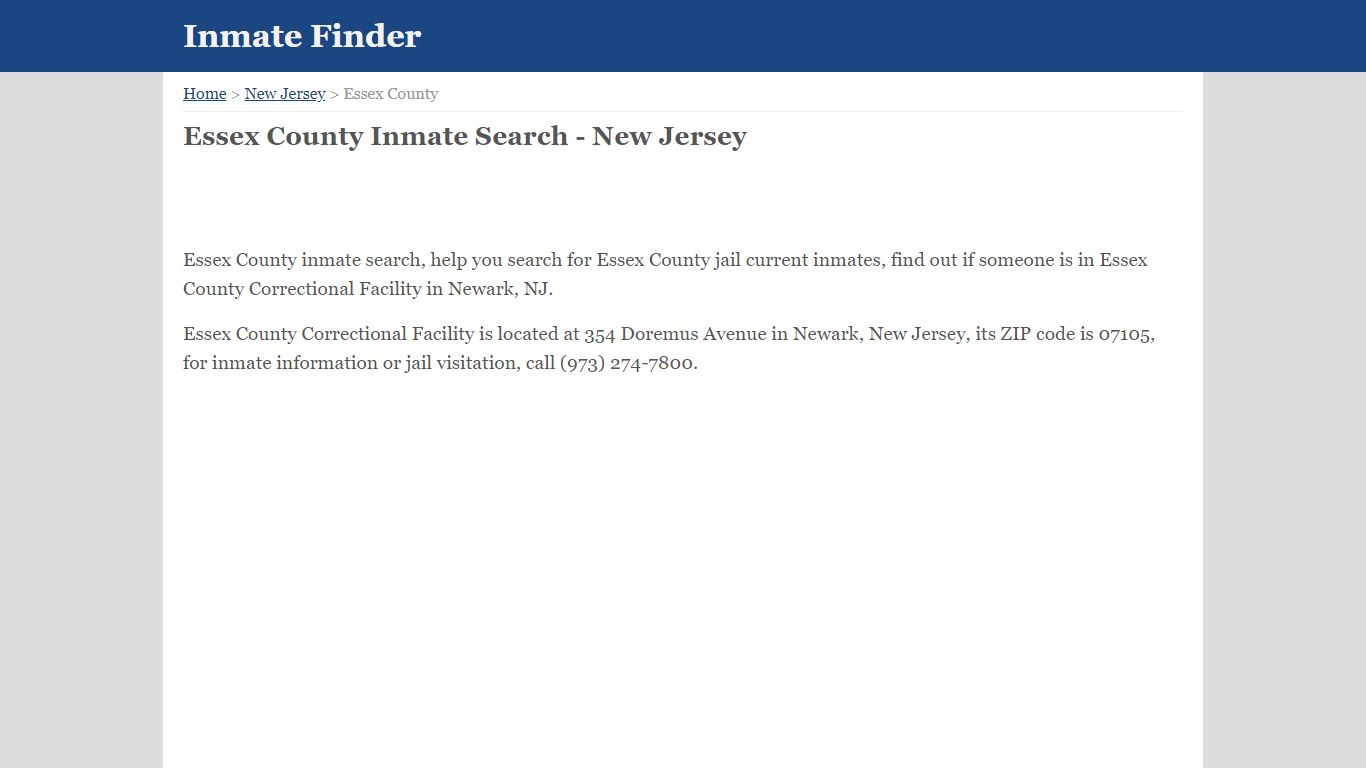 Essex County New Jersey Jail Inmate Finder